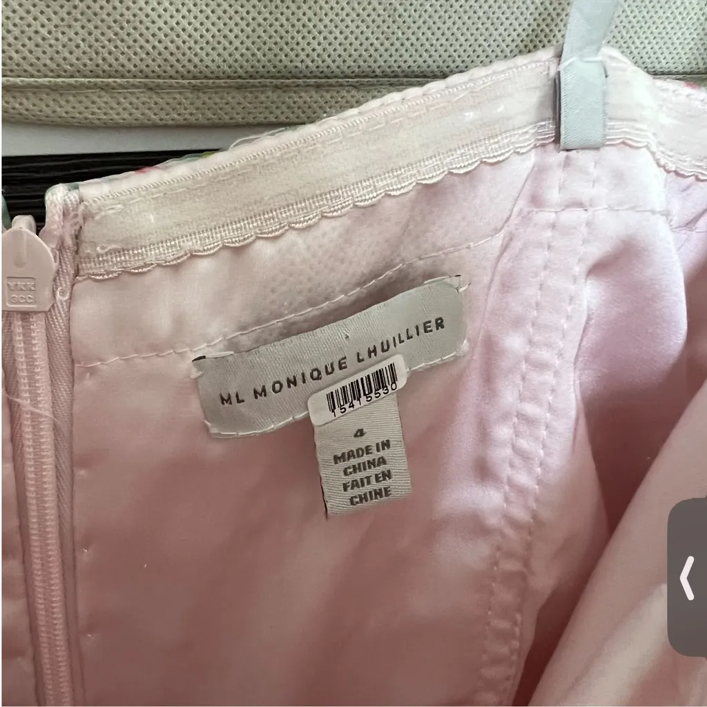 ML Monique Lhuillier Anthropologie Strapless Sweetheart Organza Dress Floral - Image 8