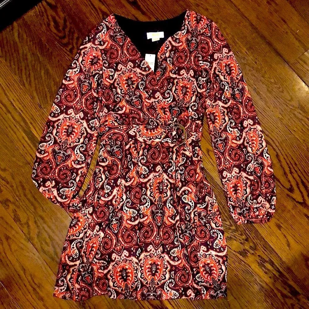 ANTHROPOLOGIE MAEVE Floral Paisley Wrap Front Dress With Belt Sz XS - Image 12