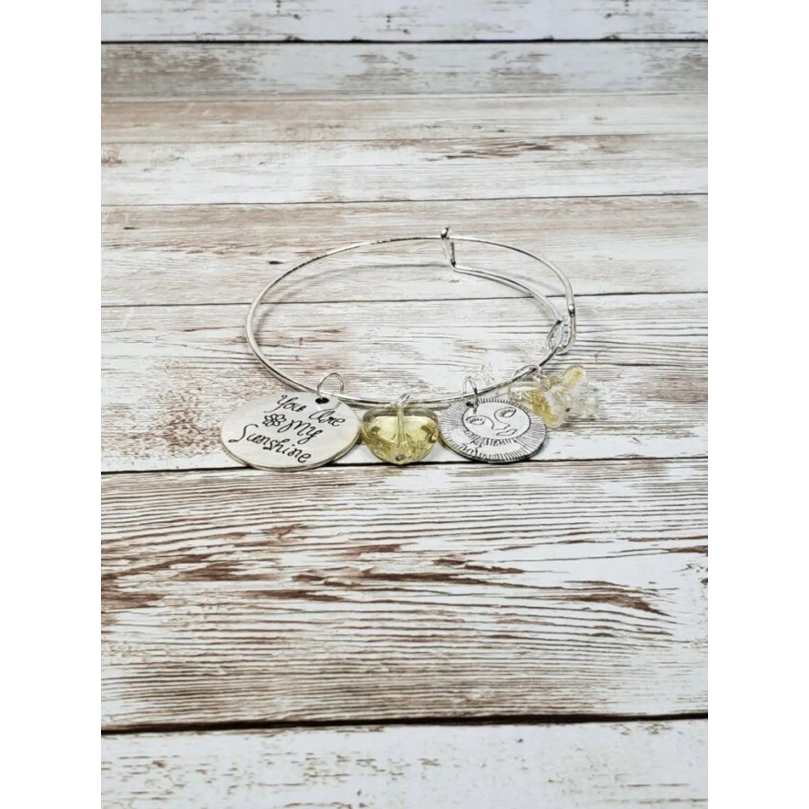 You Are My Sunshine Charm Bangle Silver - Image 4