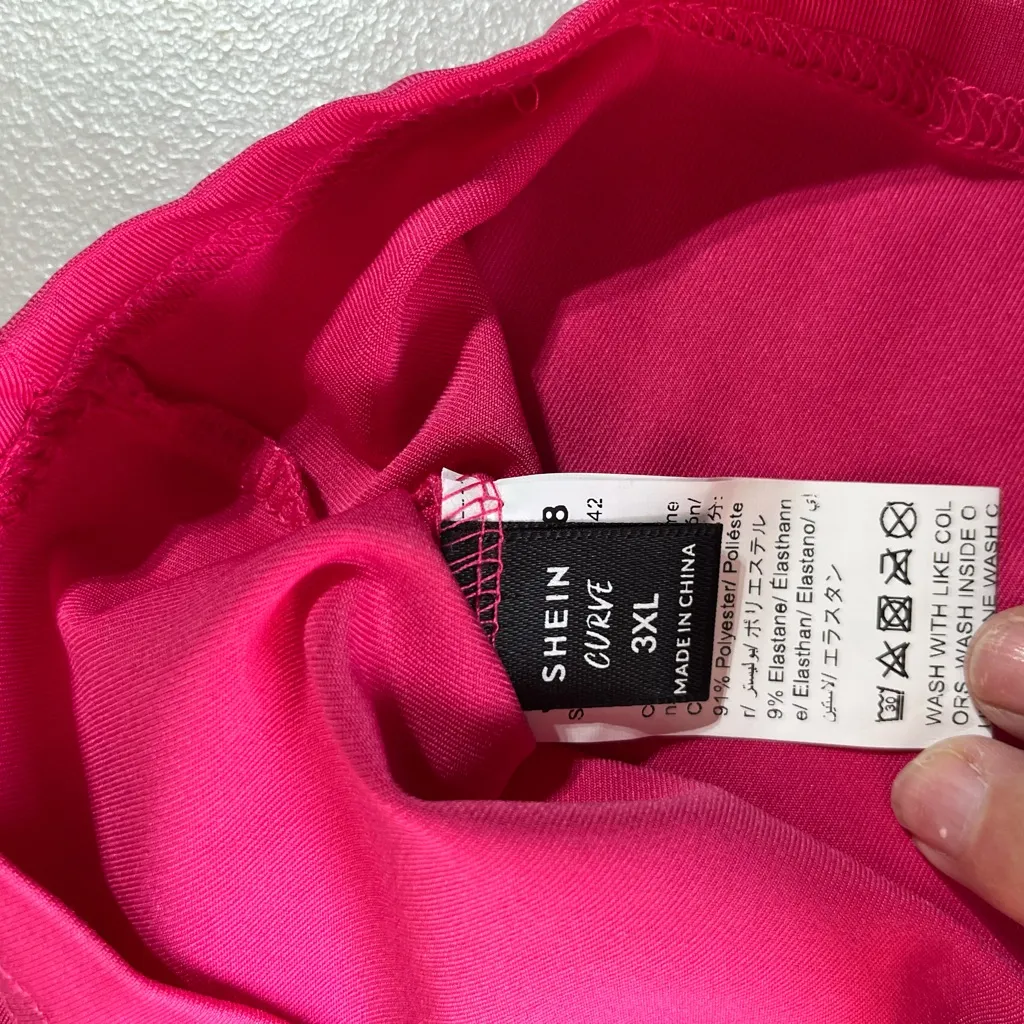 SHEIN CURVE 2XL/3XL HOT PINK STRAPLESS TOP WITH SHEER COVER‎ UP NWOT - Image 6