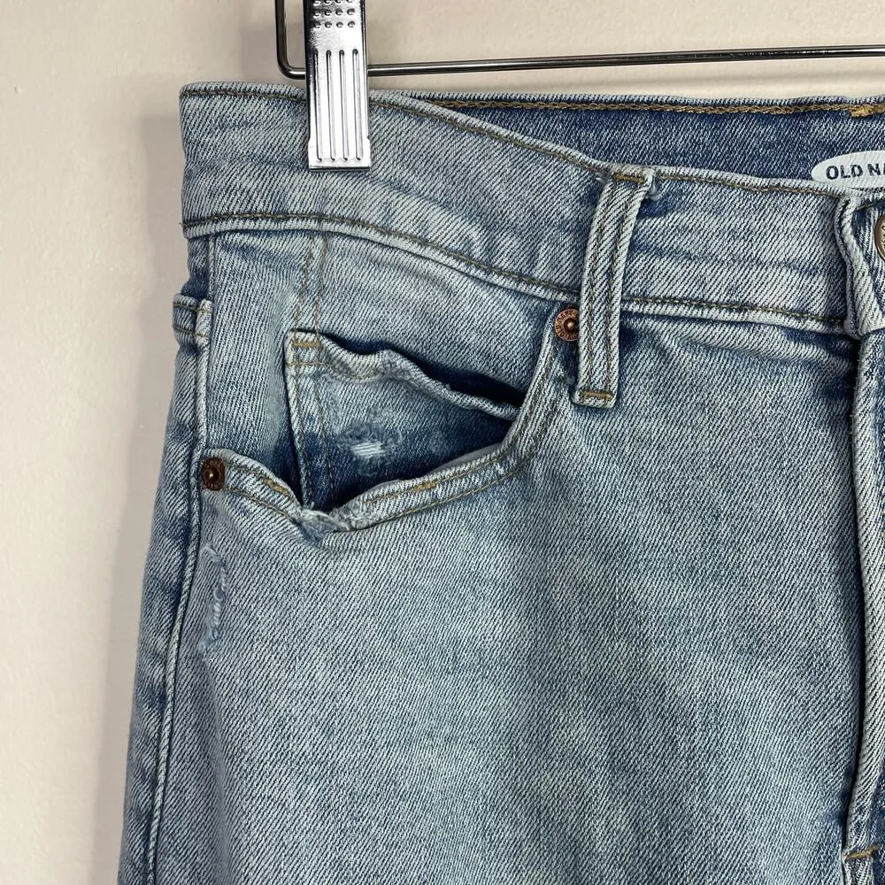 Old Navy Sky Hi Extra High Rise Straight Leg Raw Hem Ankle Stretch Jeans women 8 - Image 4