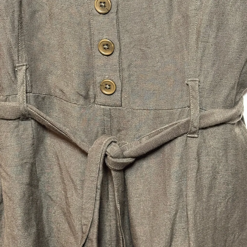 Rails Harper‎ Olive Green Jumpsuit Button Front Adjustable Straps Linen Blend - Image 6