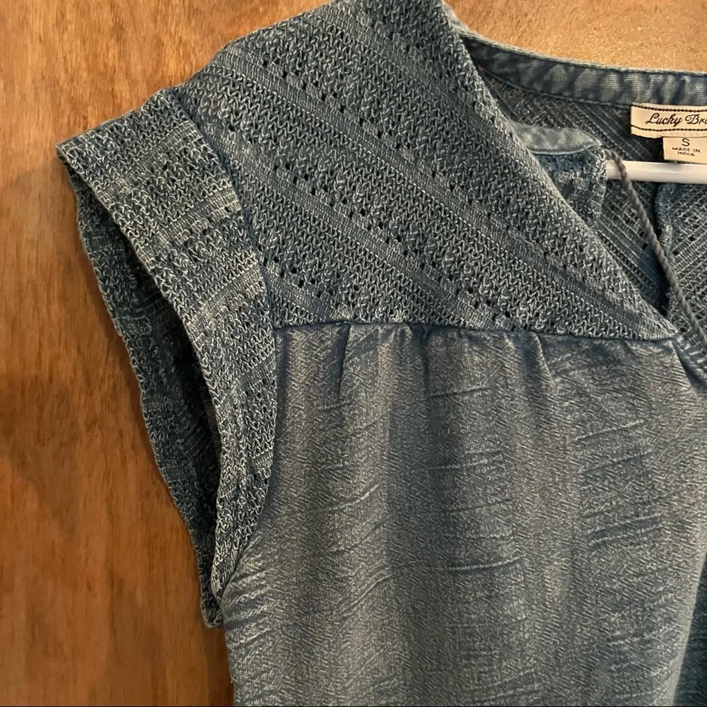Lucky Brand Chambray Tank with Tassels Small - Image 4
