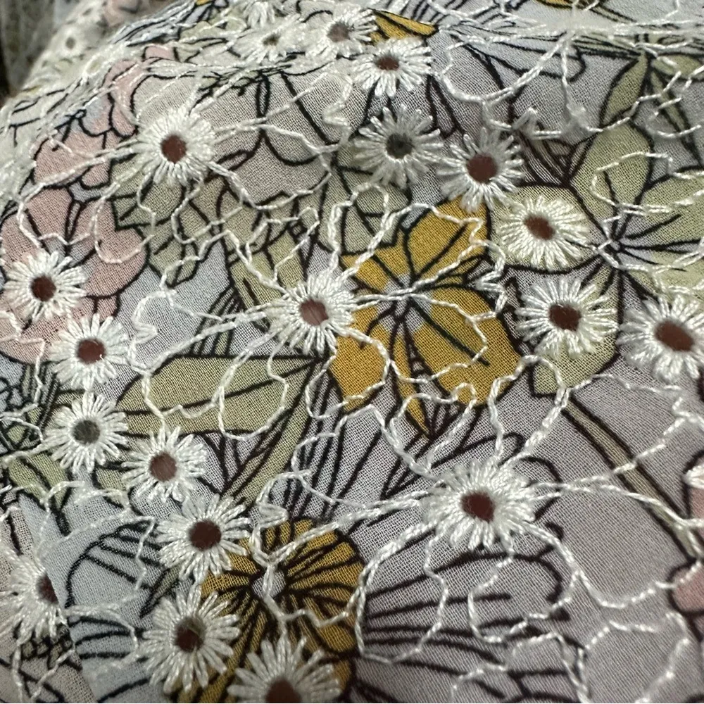 Lucy Paris Opal Eyelet Prairie Embroidered Floral Print Cottage Core Dress Large - Image 9