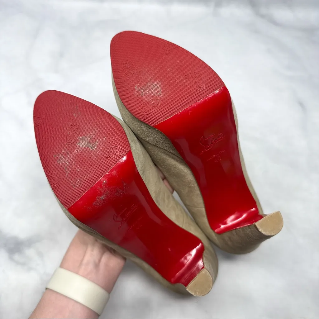 Christian Louboutin Altanana 140 Suede Platform Open Toe Block Heel Pumps 40 - Image 8