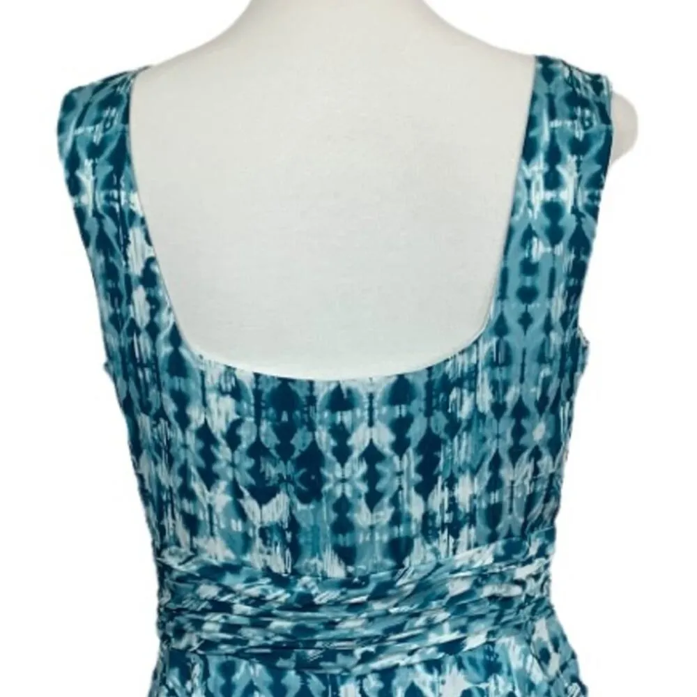 Antonio Melani Women's Dress Silk Peplum Sheath 100% Silk Teal White Size 10 - Image 8