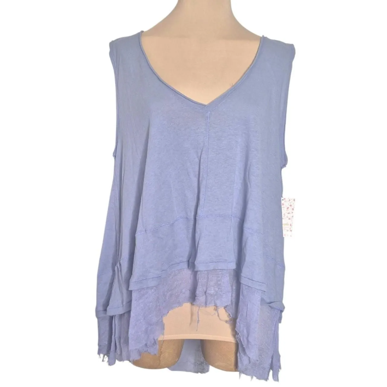 Free People We The Free Lilac Peachy Tee Lace Hem V-Neck Tank Top Size XS - Image 2