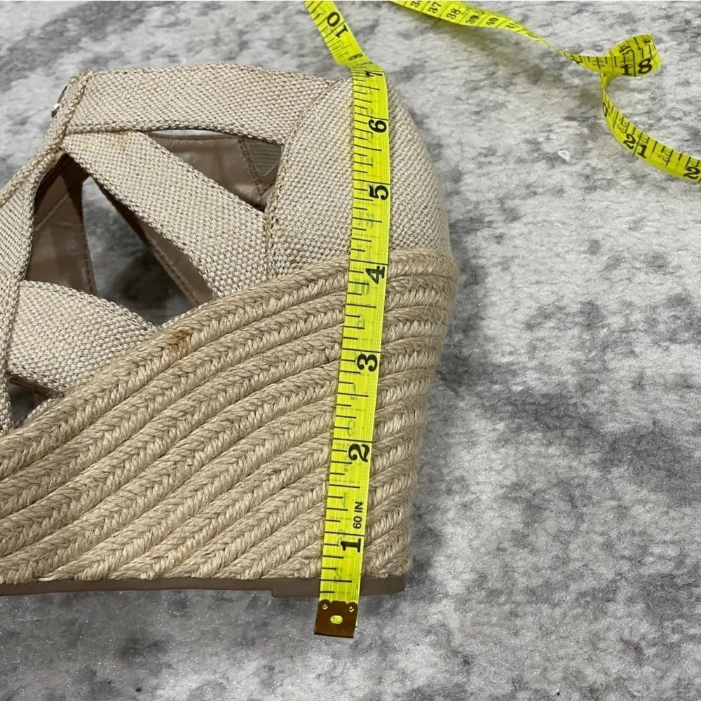 Mossimo Supply Co Beige Zipper Wedge Sandal Gold Size 9.5 - Image 12