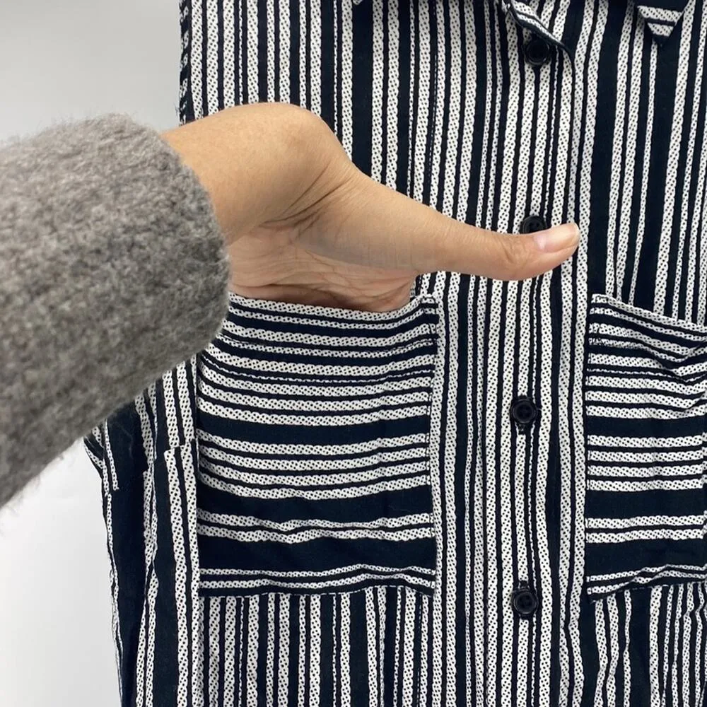 Who What Where black white sleeveless lightweight midi button down summer dress - Image 4