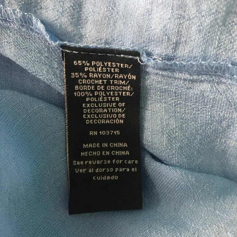 Zac & Rachel Womens Top Large Lace Tasseled Western Cottagecore Boho Country Blue - Image 9