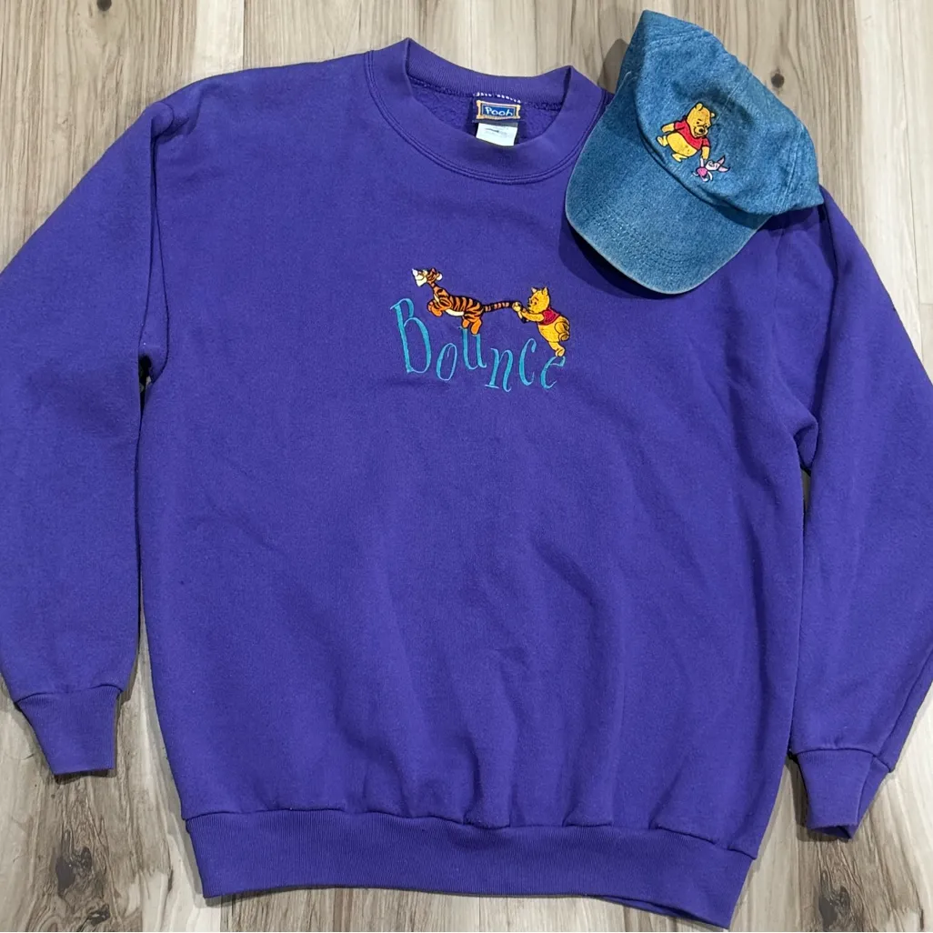Disney Pooh Vintage 90’s Embroidered Denim Hat Pooh Piglet Adult One Size - Image 4