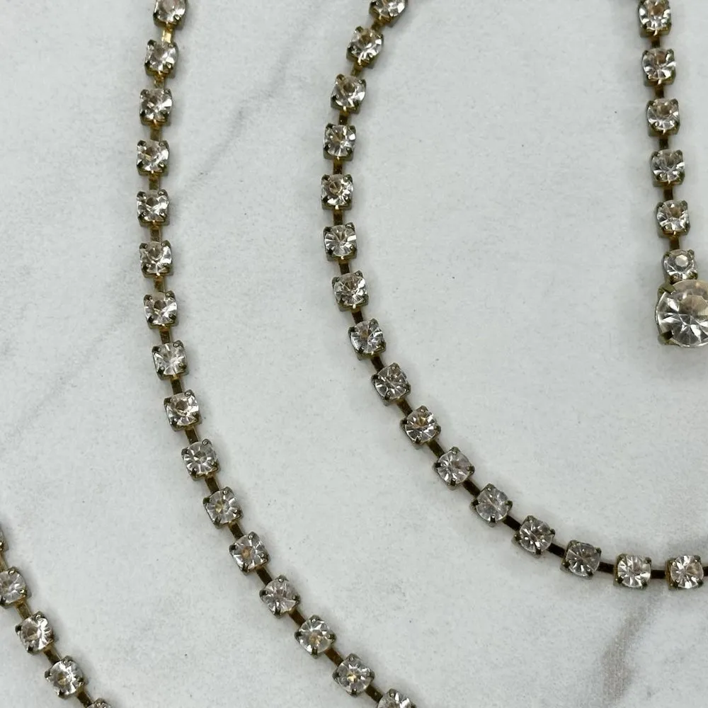 Skinny Clear Rhinestone Silver Tone Belly Body Metal Chain Link Belt OS One Size - Image 7