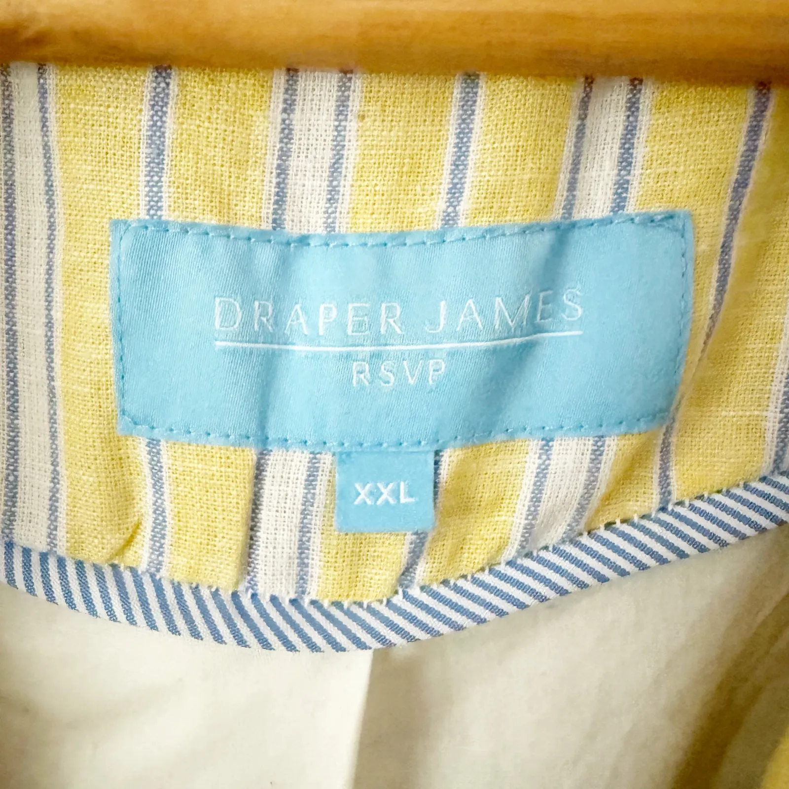RSVP DRAPER JAMES | Preppy Yellow White Blue Blazer Linen Cotton Jacket | XXL - Image 5