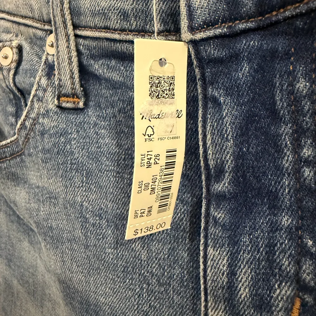 NWT Madewell Kick Out Crop Jeans in Oneida Wash Blue Size 26 Petite - Image 7