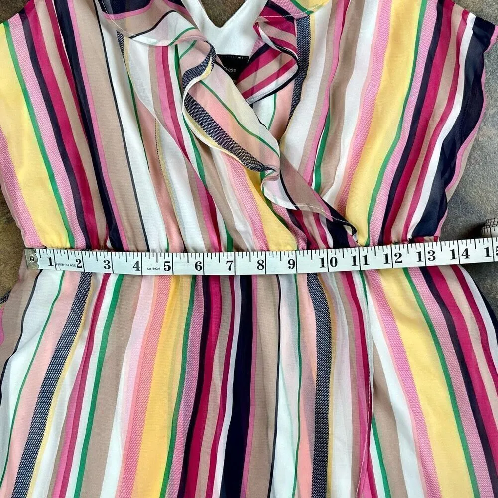 BCX Stripe V-neck Belted Maxi Dress Large - Image 6