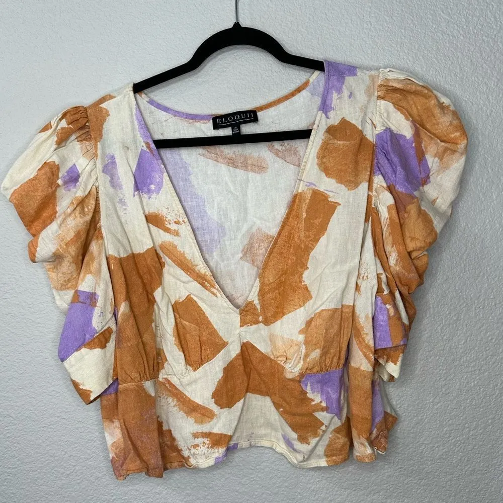 Eloquii Butterfly Sleeve V Neck Top Size 22 - Image 2