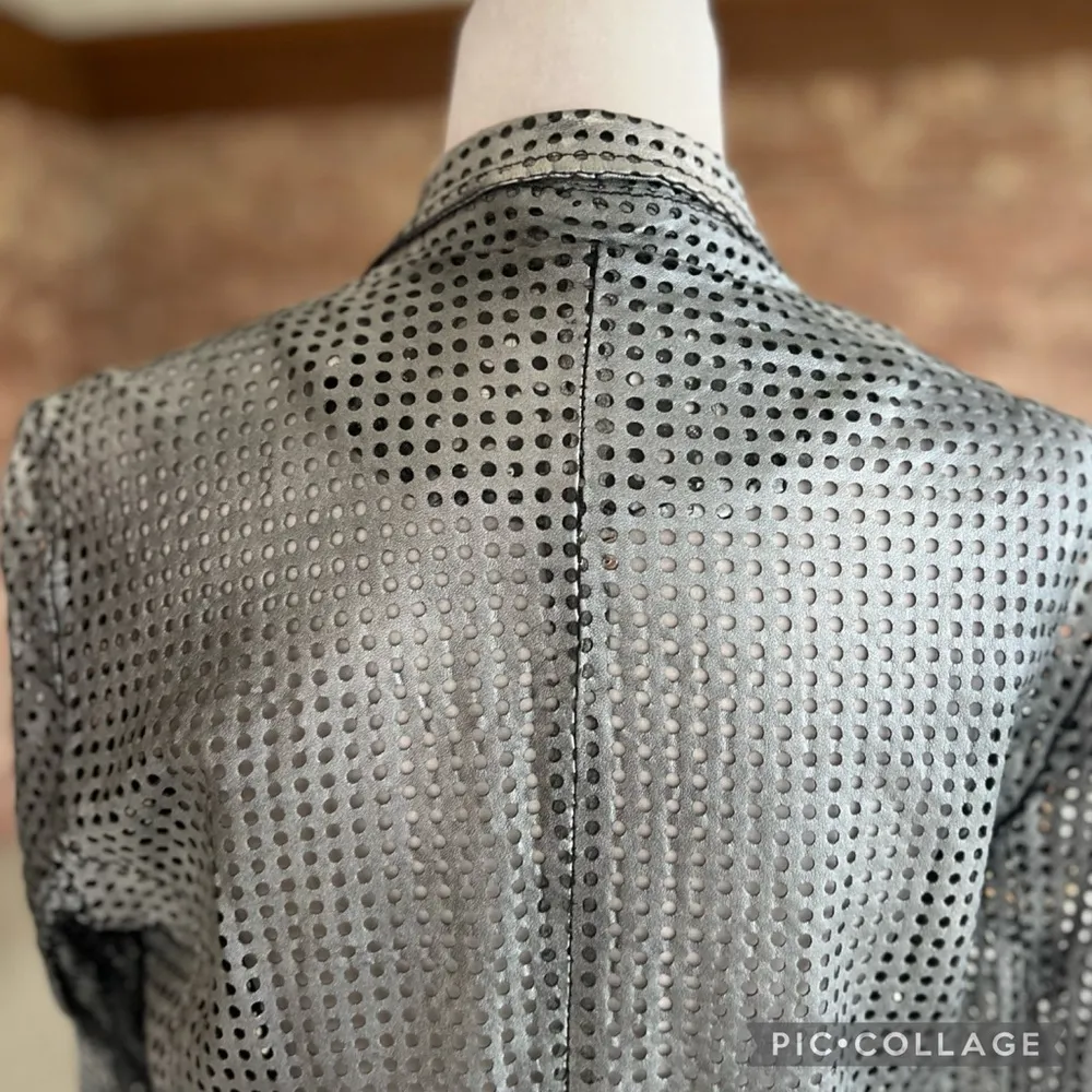 Bano eeMee Jacket Perforated 6 Leather Silver Gray Burnout Lasercut - Image 9