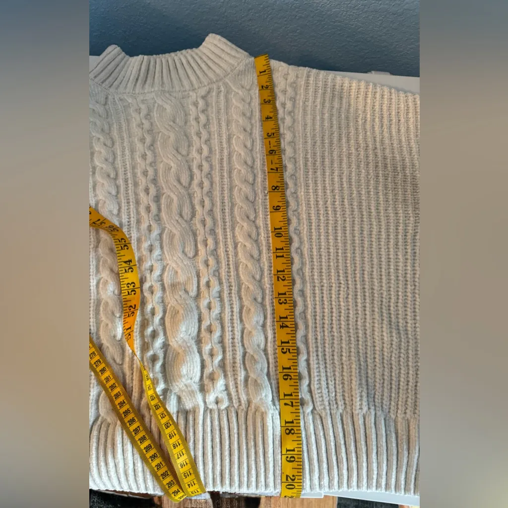 RACHEL ZOE Ivory Cable Knit Mock Neck Sweater Size L (NWOT) - Image 5