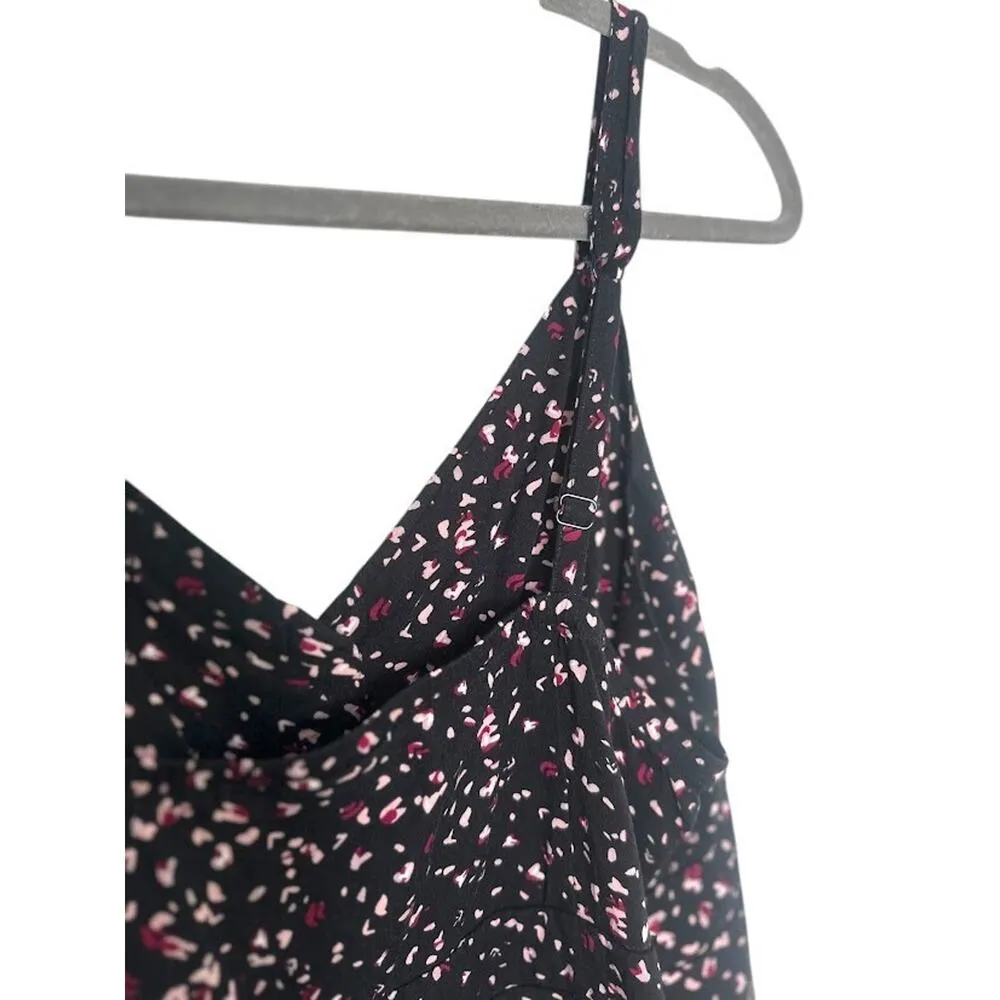 Torrid 1X Black Pink Heart Challis Fit & Flare Button Front Cami Flowy Tank Top - Image 5