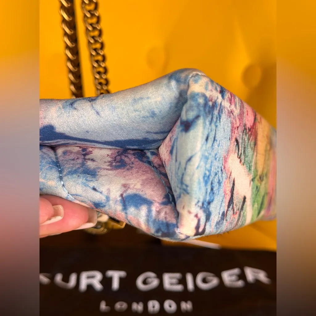 KURT GEIGER LONDONMini Fabric Kensington Bag Crossbody Peacock Bird Purse Gold - Image 10