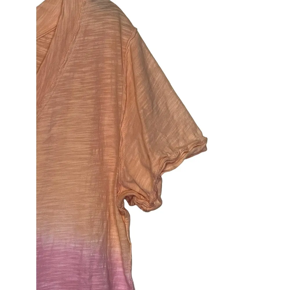 Umgee Women Ombre Boxy Tunic Top V-Neck Short Sleeve Cotton Sz.Medium Multicolor - Image 4