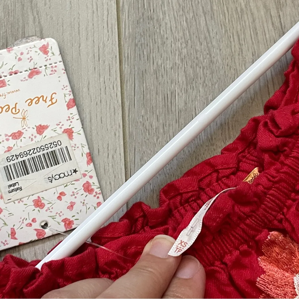 Free People Dress NWT embroidered off shoulder fleur du jour womens Red (xsmall) - Image 2