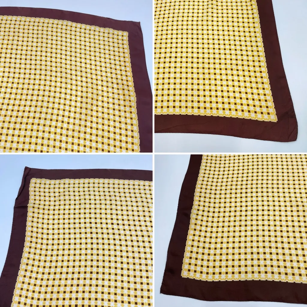Collection of 3 Scarves Vintage Acetate Vera Argyle Polka Dot Stars‎ Grid Retro Yellow - Image 3