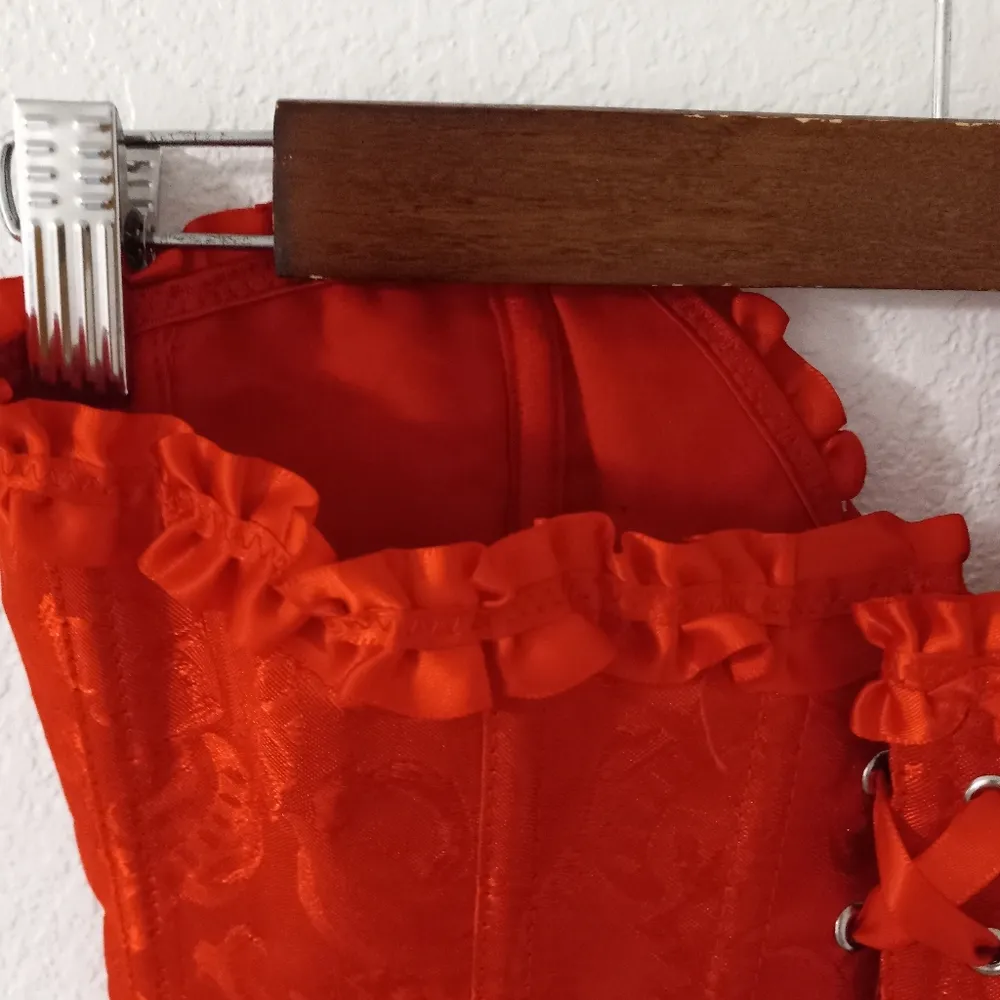 EVAbaby M Red Ruffle Satin Front Hook Bustier Size M - Image 5