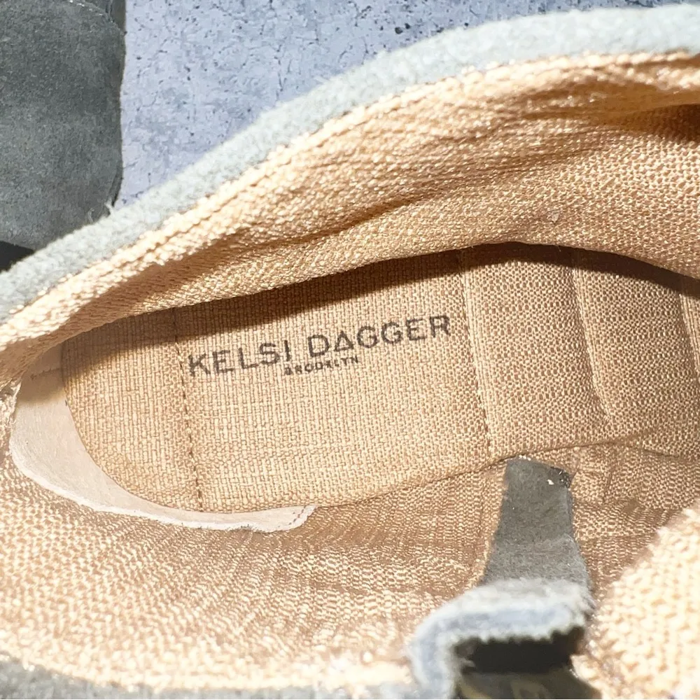 Kelsi Dagger Brooklyn Ego Suede Ankle Boots Olive Green Point Toe Block Heel 7.5 - Image 7