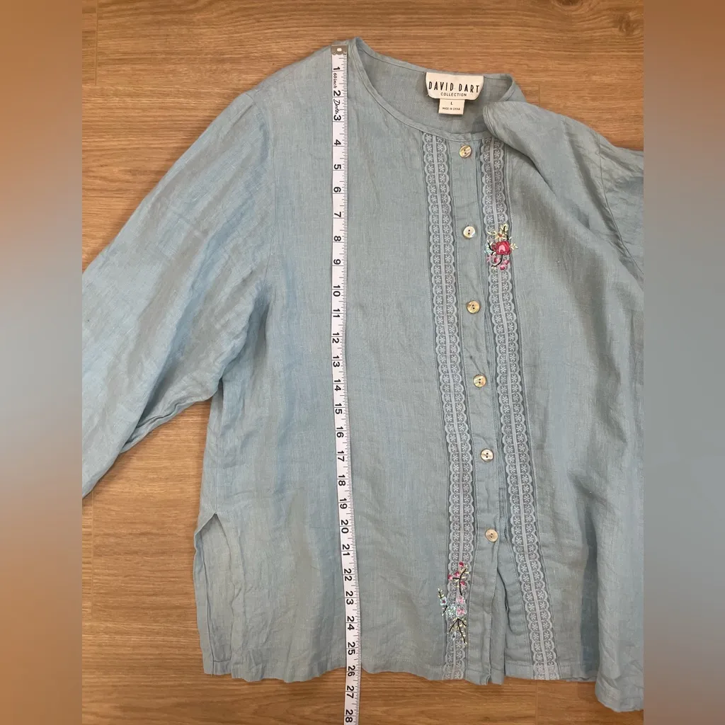 Vintage Blue Embroidered lace floral Women's Top - Image 9