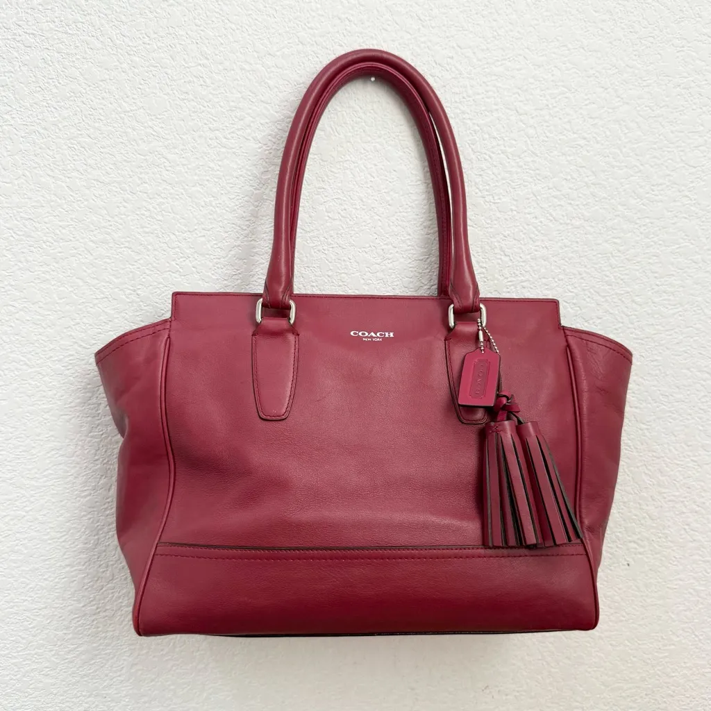 COACH 19890 Dark Red Leather Legacy Medium Candace Carryall Tote Shoulder Bag - Image 7
