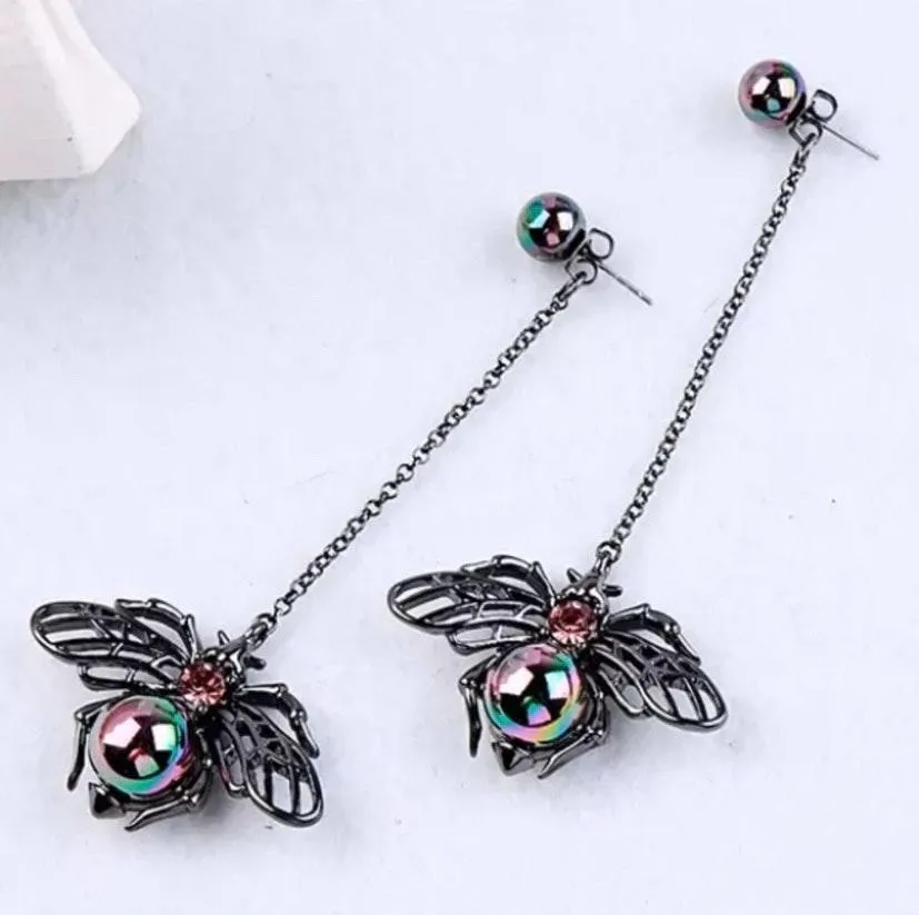 Flying Insect Stud Drop Earrings - Image 2