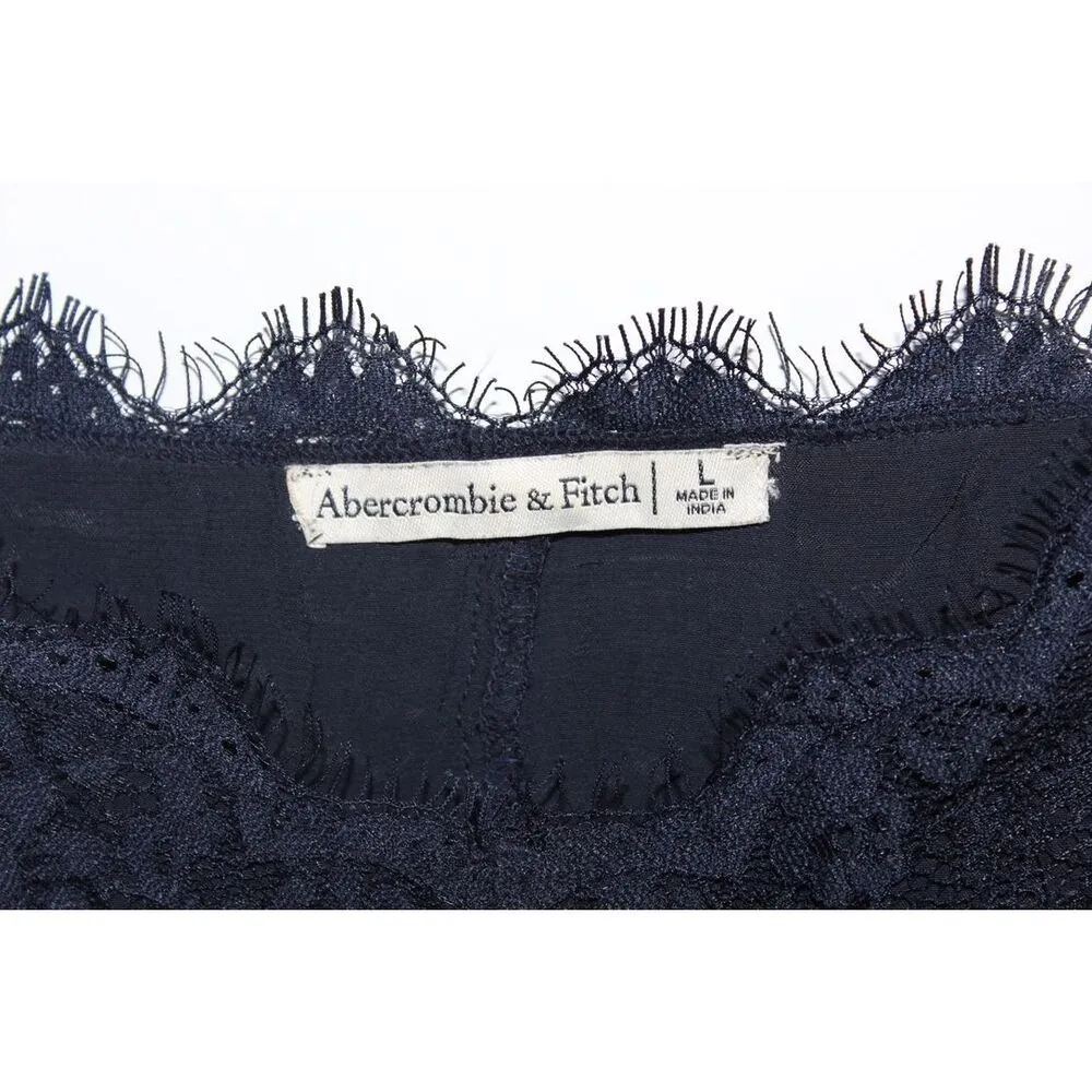 Womens Abercrombie & Fitch Navy Blue Lace Viscose Camisole Tank Top Size Large L - Image 3