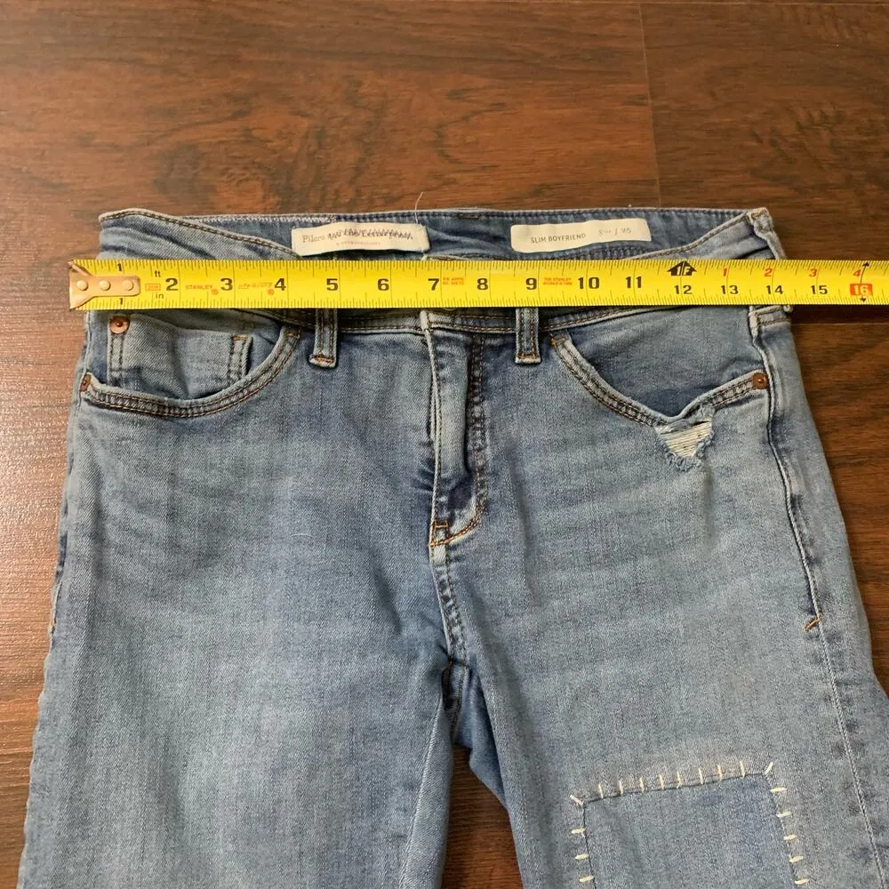 Pilcro & the Letterpress Anthropologie blue patchwork slim boyfriend jeans 25 - Image 10