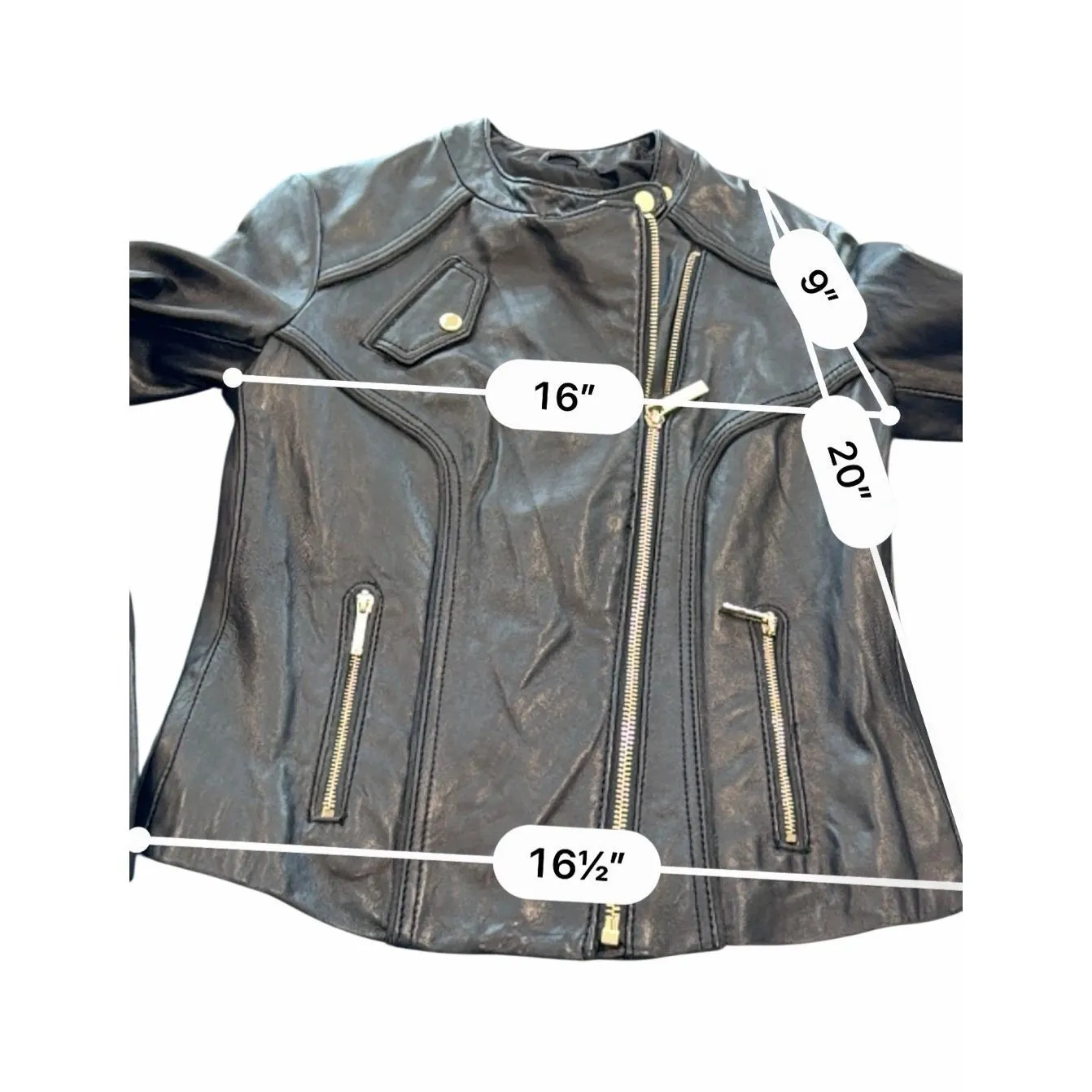 Michael Kors  Black Leather Moto Jacket size S - Image 7