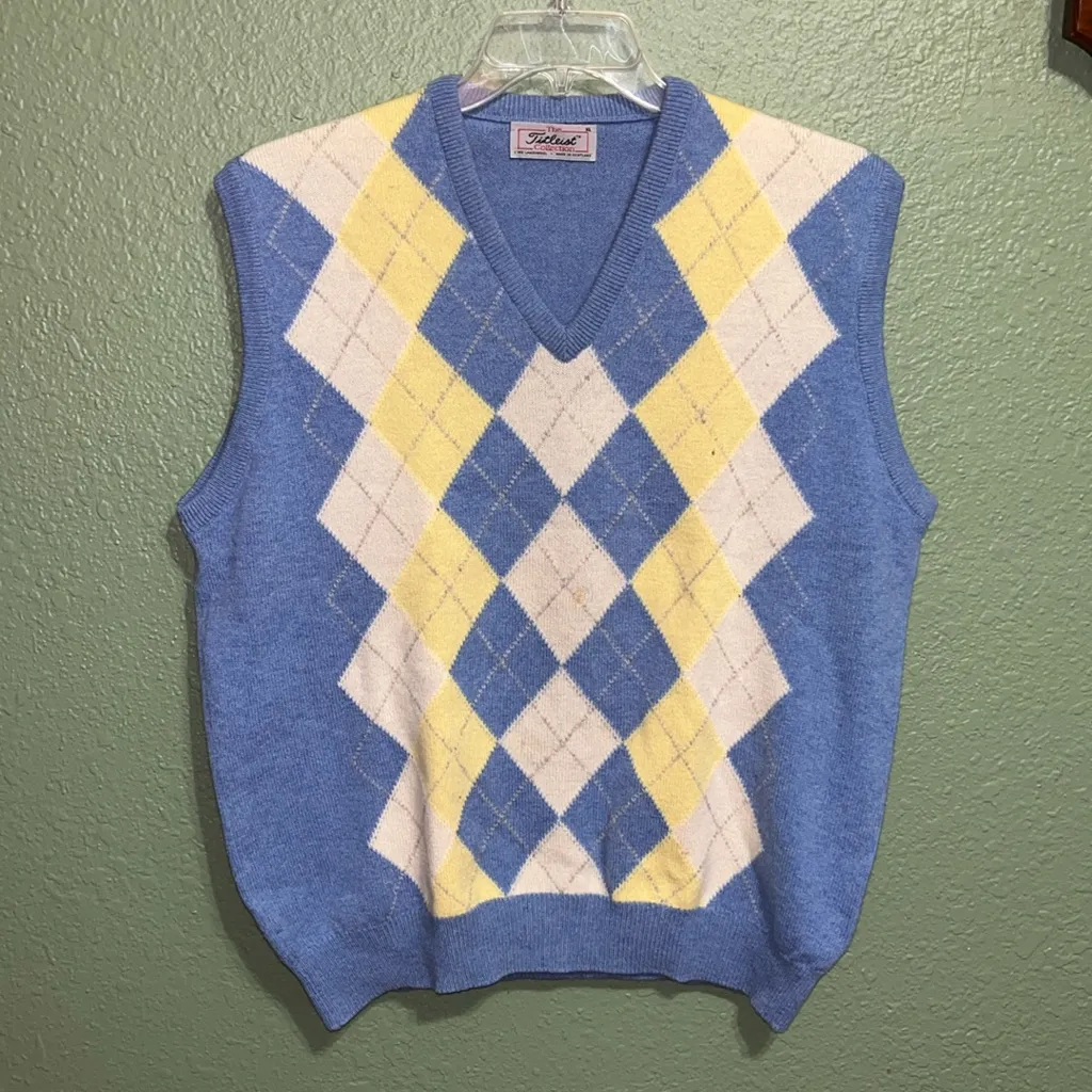 Vintage 70s Scotland Lambswool Argyle Sweater Unisex XL - Image 2