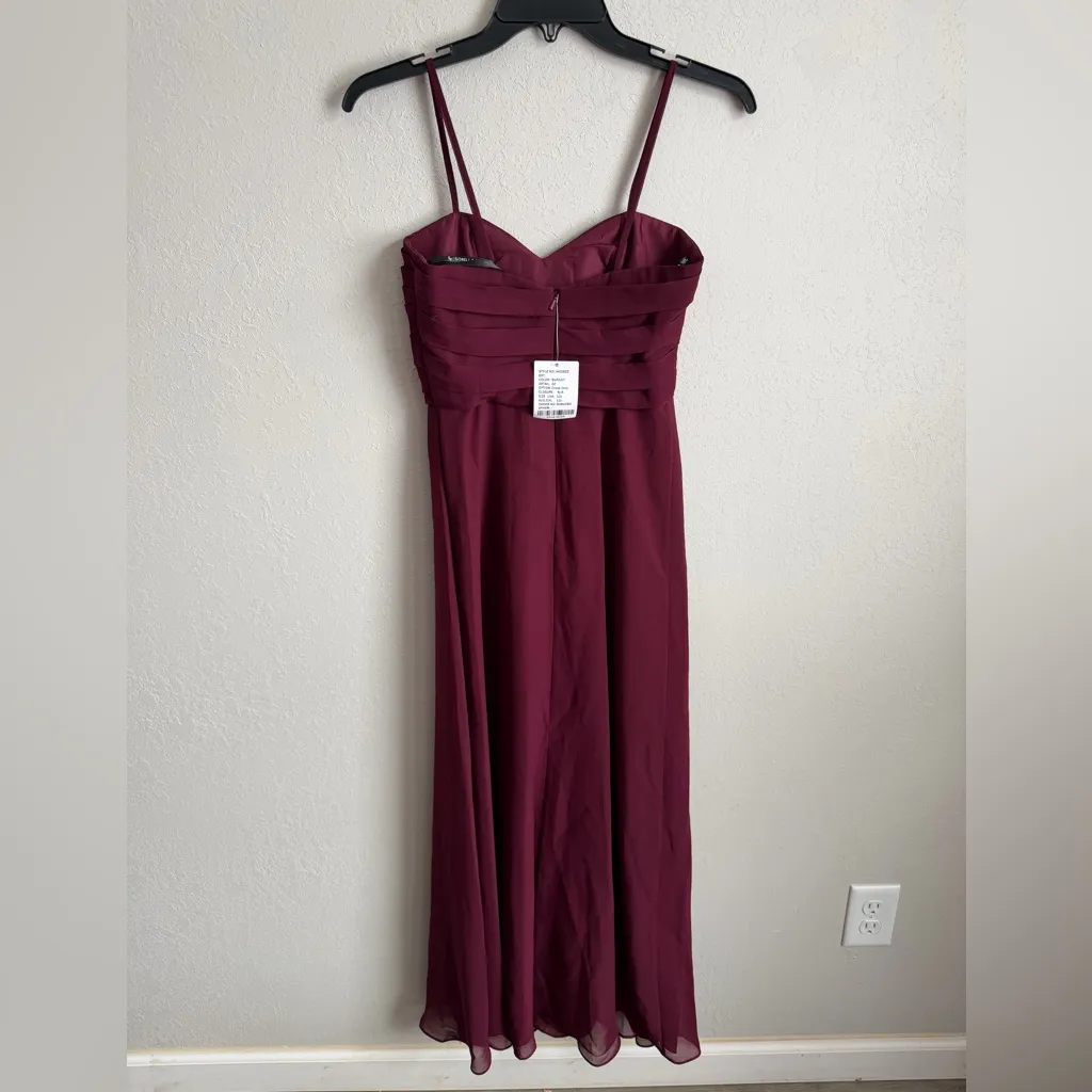 NWT Sorella Vita Burgundy Chiffon Sweetheart Bridesmaid Dress Juniors 12 Formal - Image 3