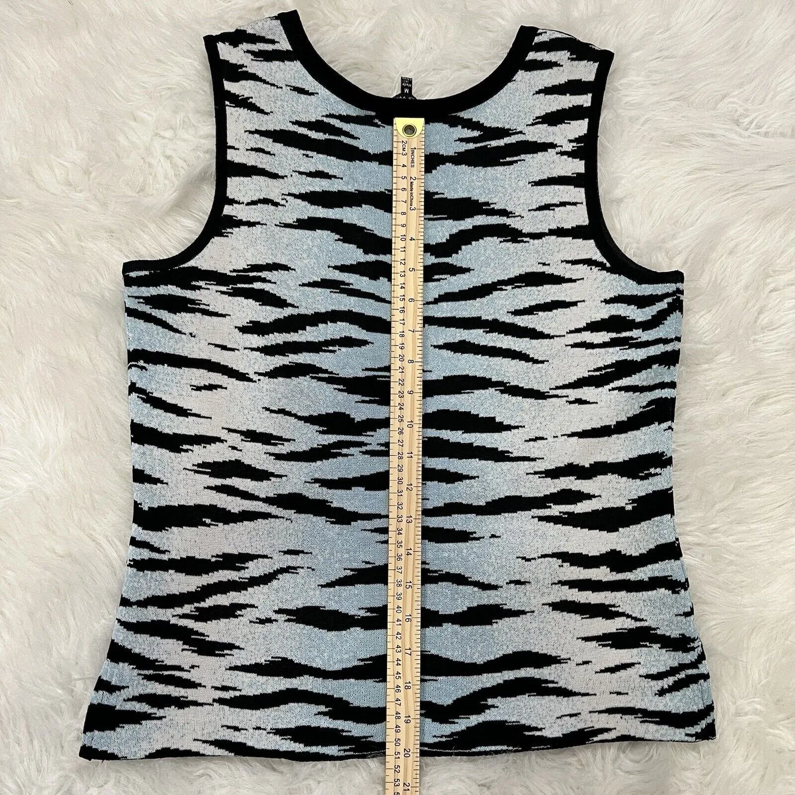 Y2K Ming Wang Tank Top Women Medium Zebra Bodycon Edgy Animal Retro Bold Casual - Image 10