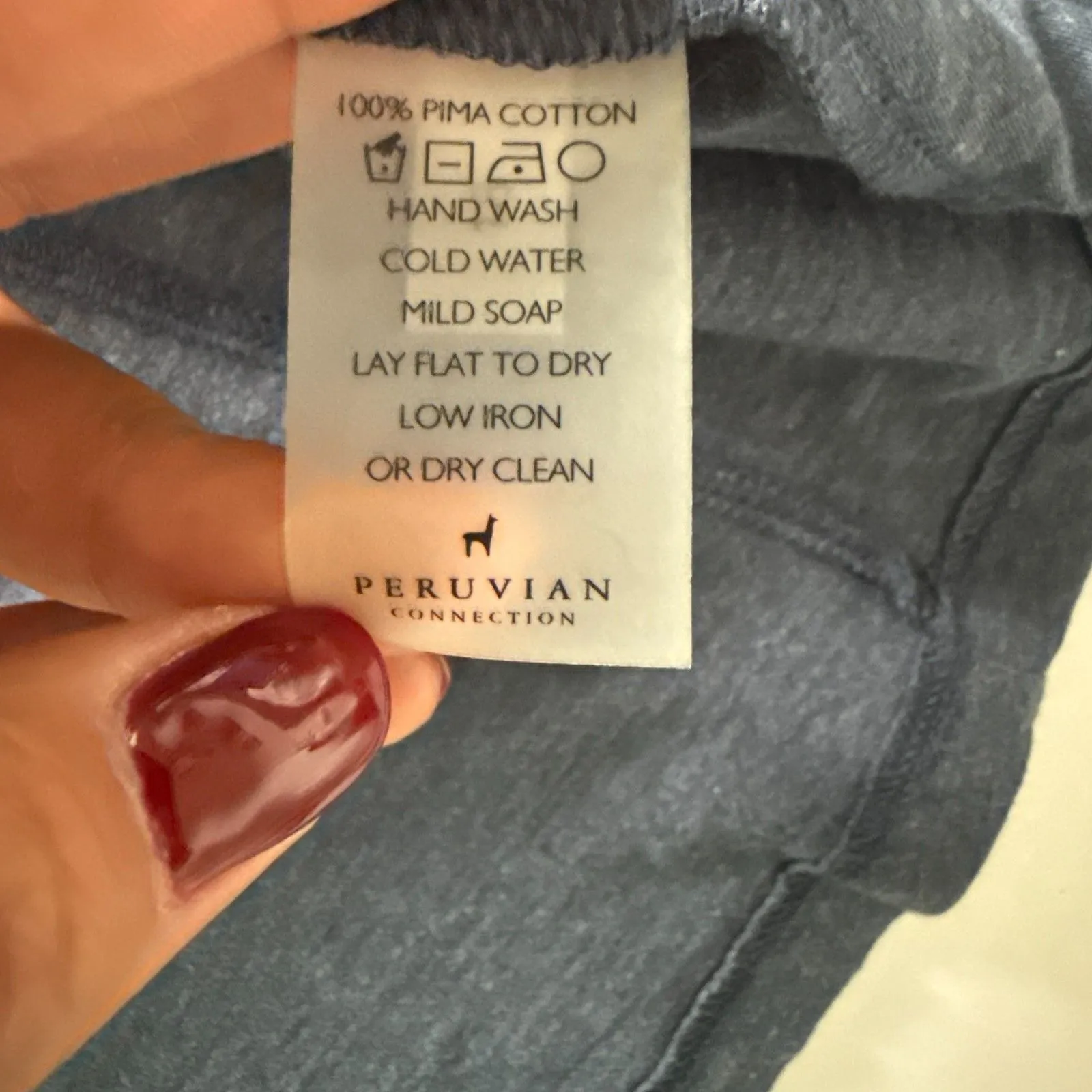 Peruvian Connection Blue Pima Cotton Boatneck Swing Top Long Sleeve Soft Sz M/L - Image 4