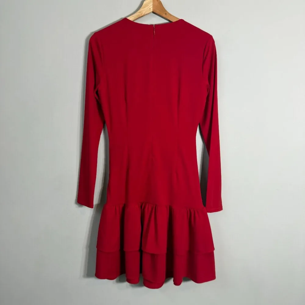 Alexia Admor Pluto Rosette Long Sleeve Mini Dress Women's Small Red Ruffle NWT - Image 13