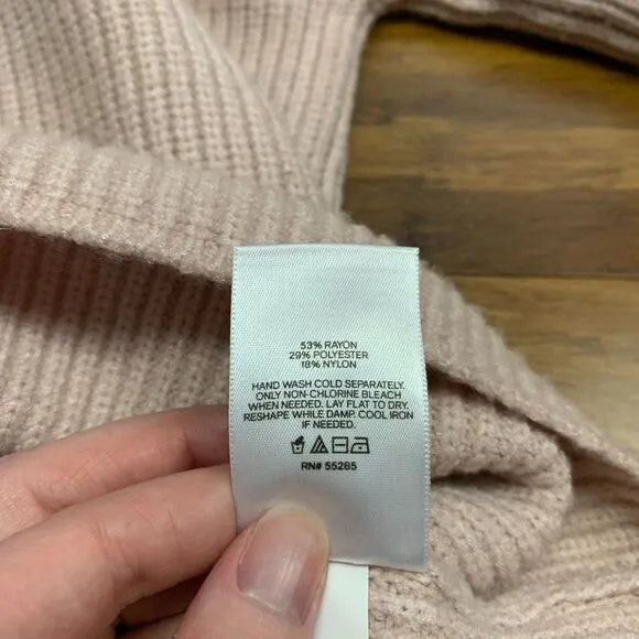 EXPRESS  Sweater Womens Medium‎ Pink Ribbed Mock Oversized Chunky Knit Pullover - Image 5