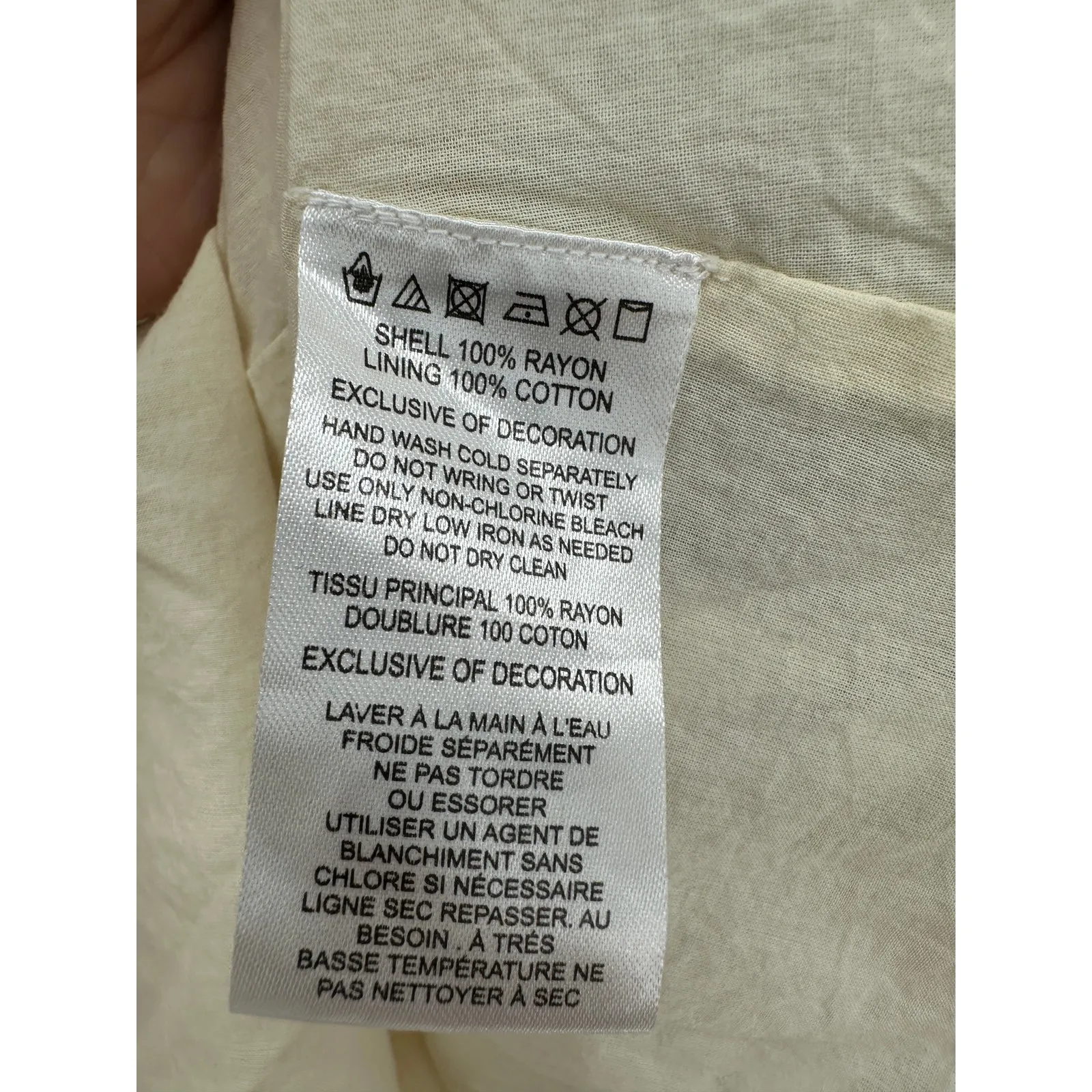 Ecote Women Small Cream Boho Dress Mini Frock Embroidered Racerback Rayon - Image 8