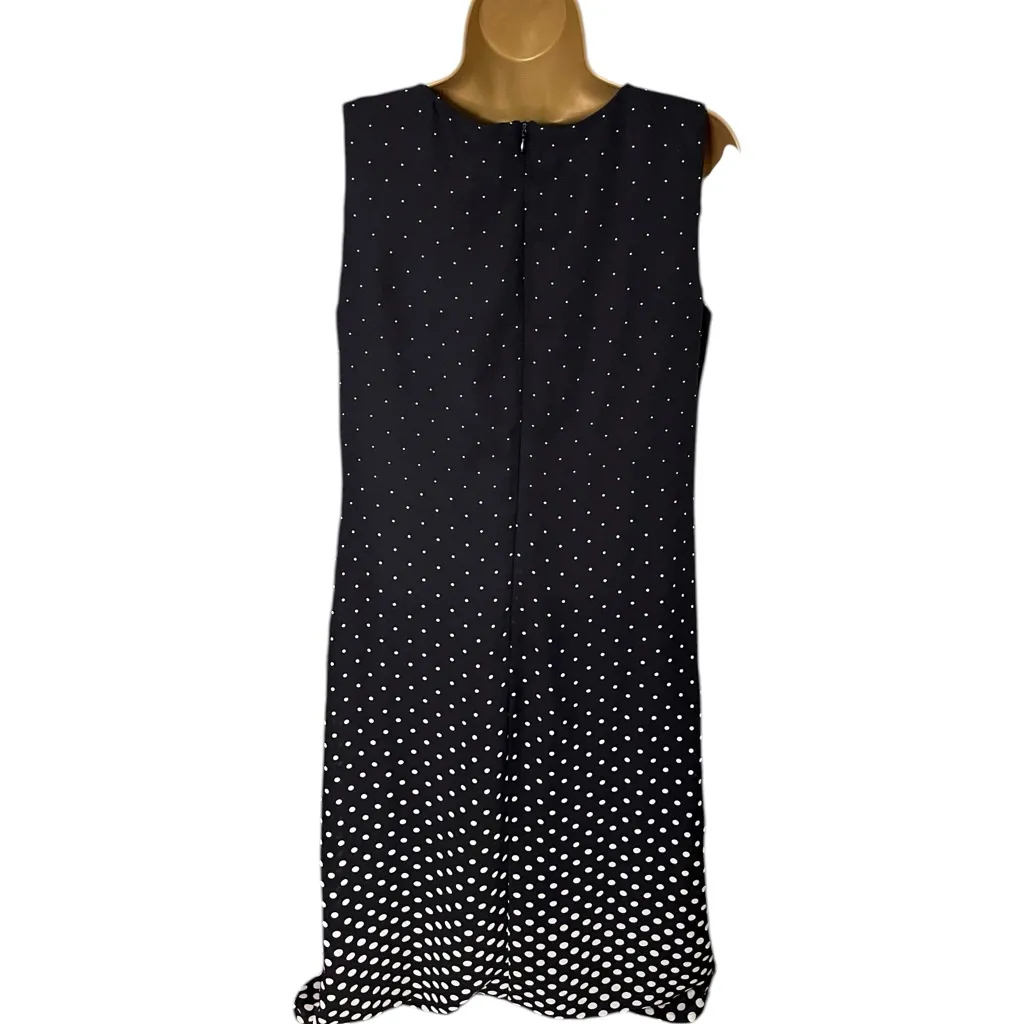 Vintage 90s Y2K Virgo Sleeveless Sheath Dress Polka Dot Ombre Black White 10 P Size 10P - Image 2