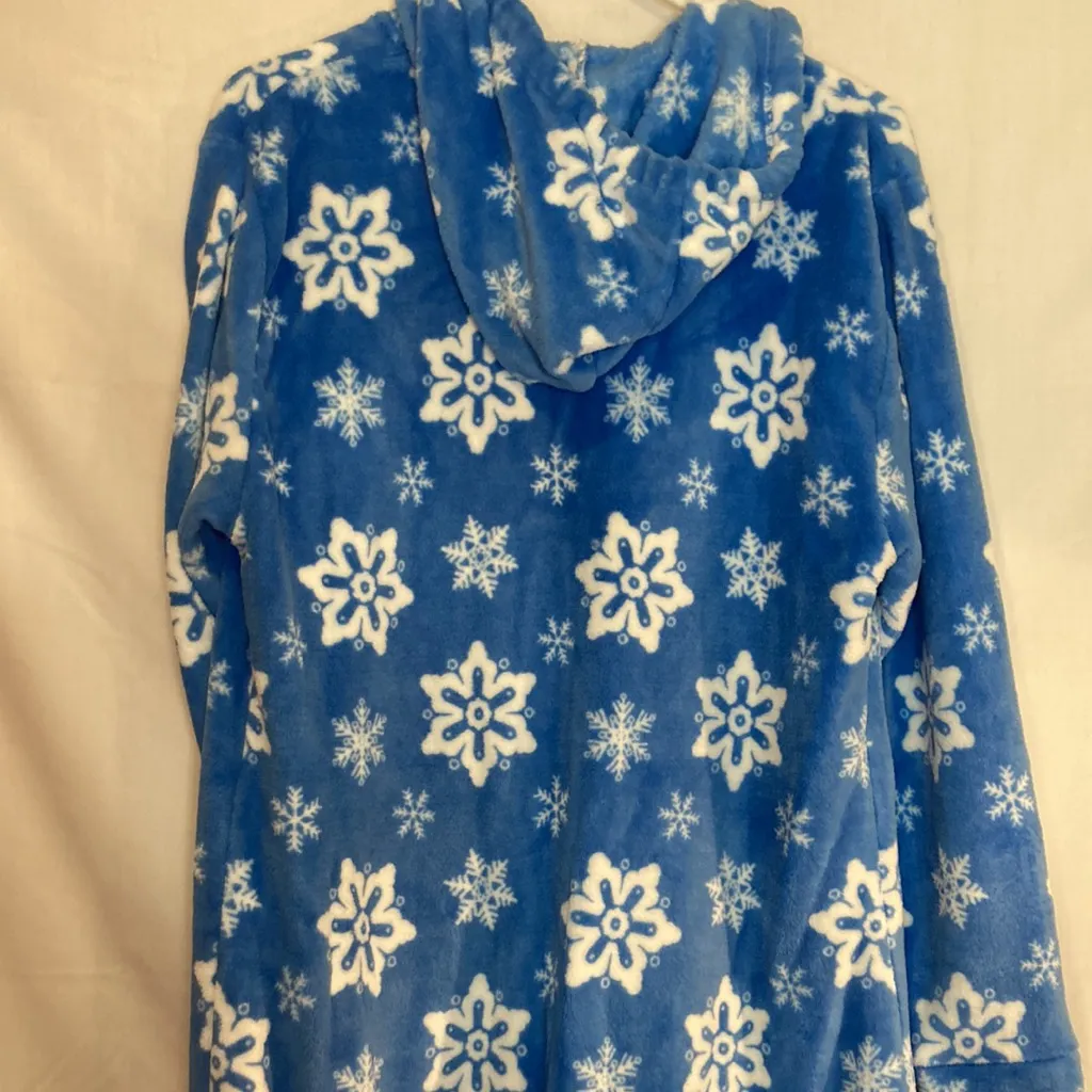 Women's Blue Snowflake Pajama Onesie Size L - Image 7