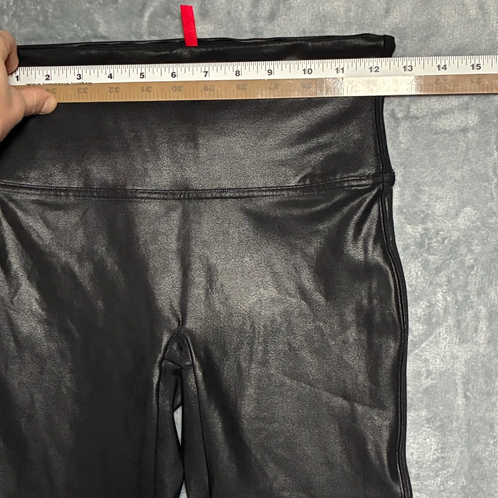SPANX Faux Leather Shine High Waisted Leggings Women's M Black - Image 7