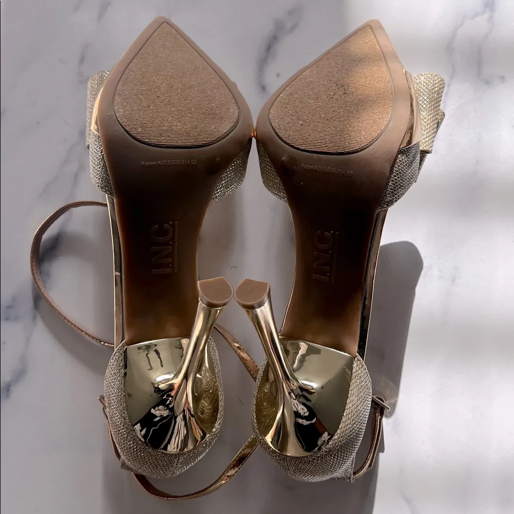 INC Saori Bow Pointed Toe Ankle Strap Pumps in Gold, Size 12 / 43.5, NEW Gold - Image 7