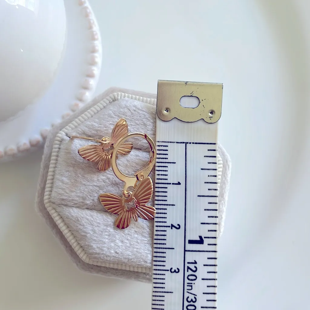 Cute gold butterfly hoops - Image 3