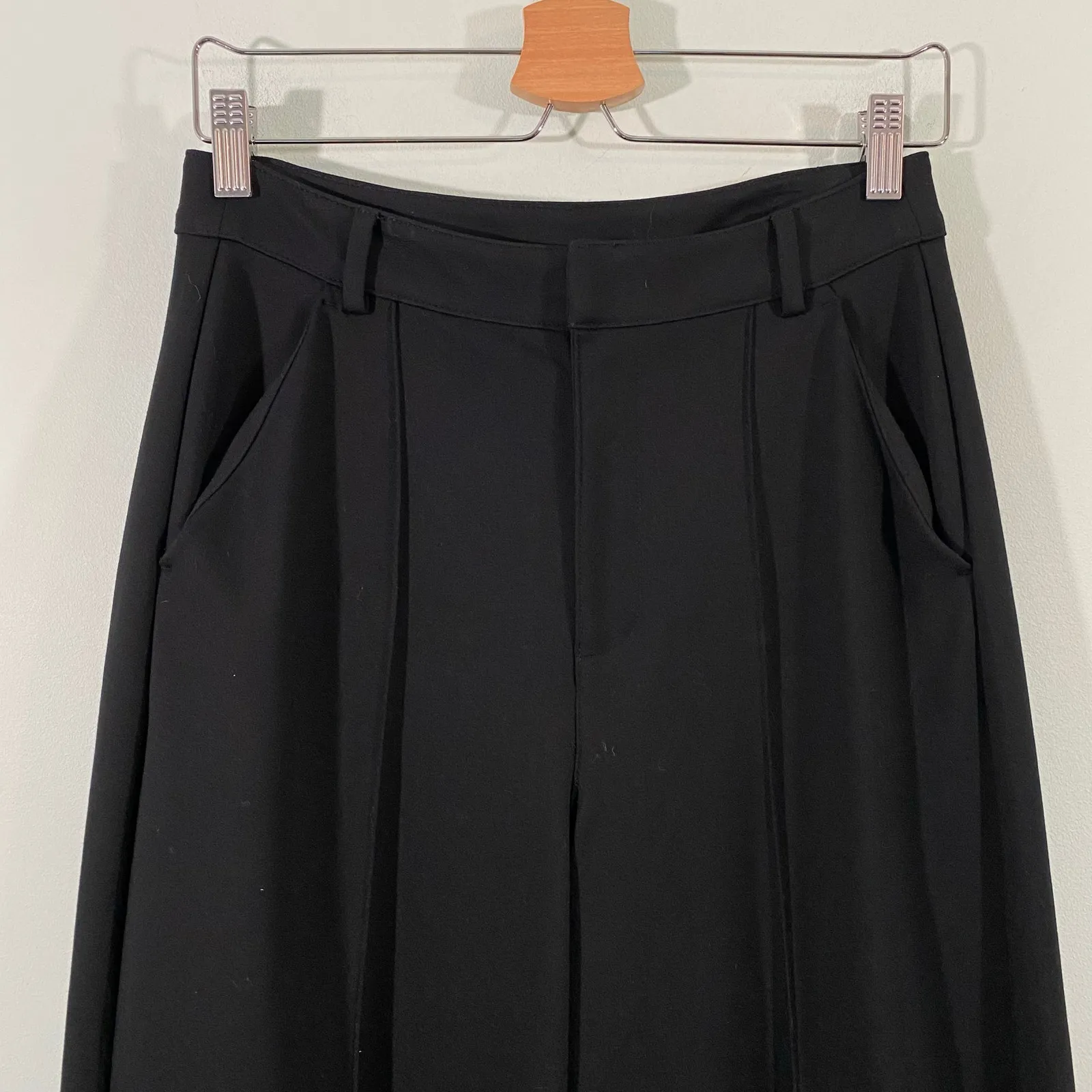 Bar III Women Black Seam Front High Waist Wide Leg Pants Size M Business Work - Image 3