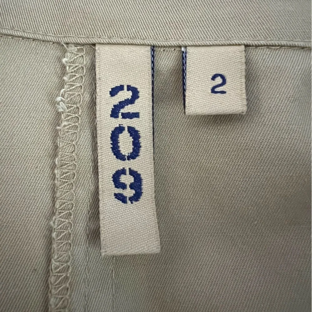 209 Womens Tan Military Jacket Size 2 Button Up Utility Cargo Safari Lightweight - Image 7