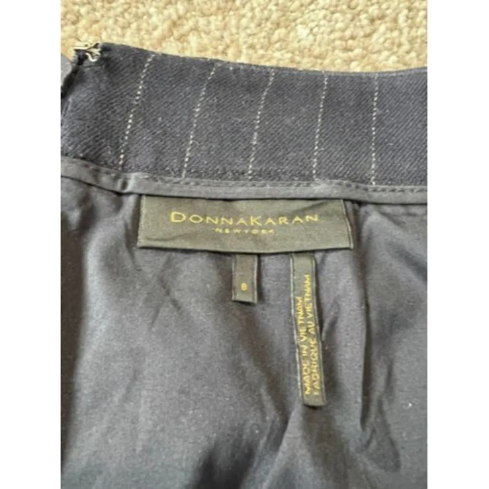 Donna Karan Womens Knee Length Knit Pencil Skirt Navy Blue Stripes Size 8 - Image 6